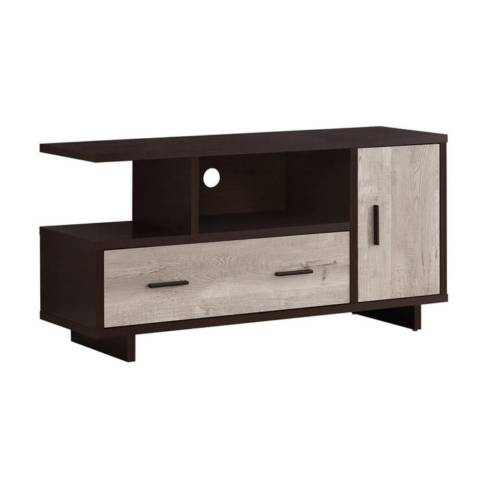 Monarch Specialties I2805 | TV stand - 48" - 1 Drawer - 1 Cabinet - Espresso/Taupe-SONXPLUS St-Jean