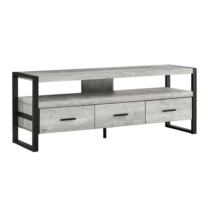 Monarch Specialties I2821 | TV Stand - 60" - 3 Drawers - Grey-SONXPLUS St-Jean