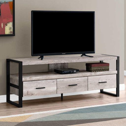 Monarch Specialties I2822 | TV stand - 60" - 3 Drawers - Taupe-SONXPLUS St-Jean