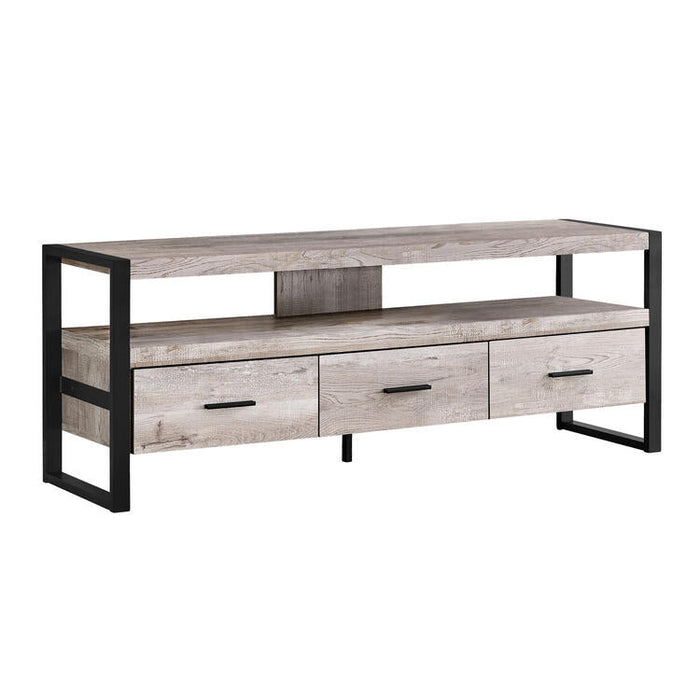 Monarch Specialties I2822 | TV stand - 60" - 3 Drawers - Taupe-SONXPLUS St-Jean