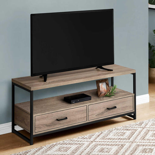 Monarch Specialties I2872 | TV stand - 48" - 2 Storage drawers - Dark taupe-SONXPLUS St-Jean