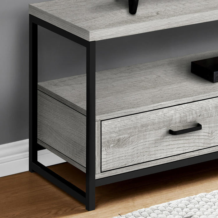 Monarch Specialties I 2871 | TV stand - 48" - 2 Storage drawers - Black metal - Grey imitation wood-SONXPLUS St-Jean