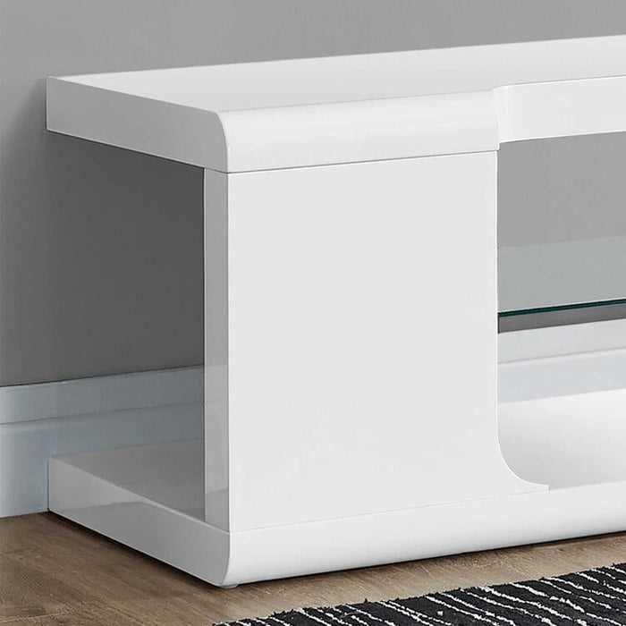 Monarch Specialties I3535 | TV stand - 60" - 1 glass shelf - White-SONXPLUS St-Jean