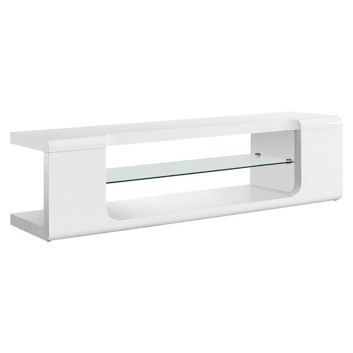 Monarch Specialties I3535 | TV stand - 60" - 1 glass shelf - White-SONXPLUS St-Jean